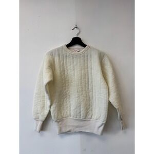 Vintage Hollofil 808 Sweatshirt Mens Small White Quilted Insulated Thermal USA